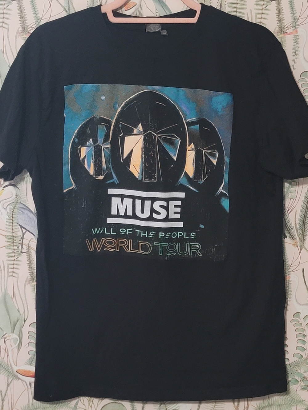 Muse Black Graphic Tee with Blue and Gold Accents